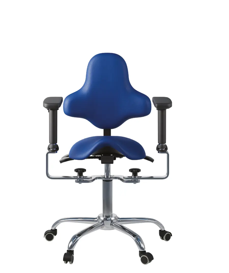 ERGODENS 22 židle lékařská, područky, kříž chrom, ekologická kůže tmavě modrá